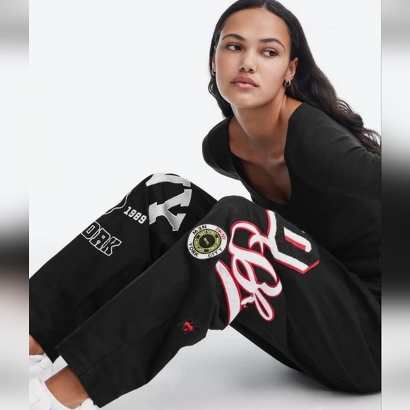DKNY Black Logo Embellished Trousers - Picture 1 of 15